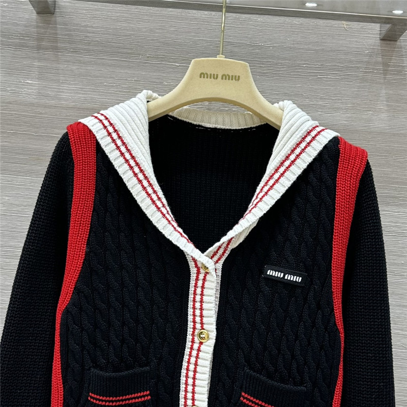 Miu Miu Sailor Collar Cardigan Black