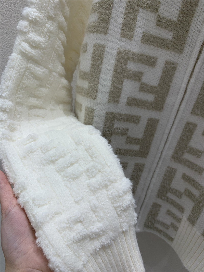 F**di ff jacquard zip-up cardigan white