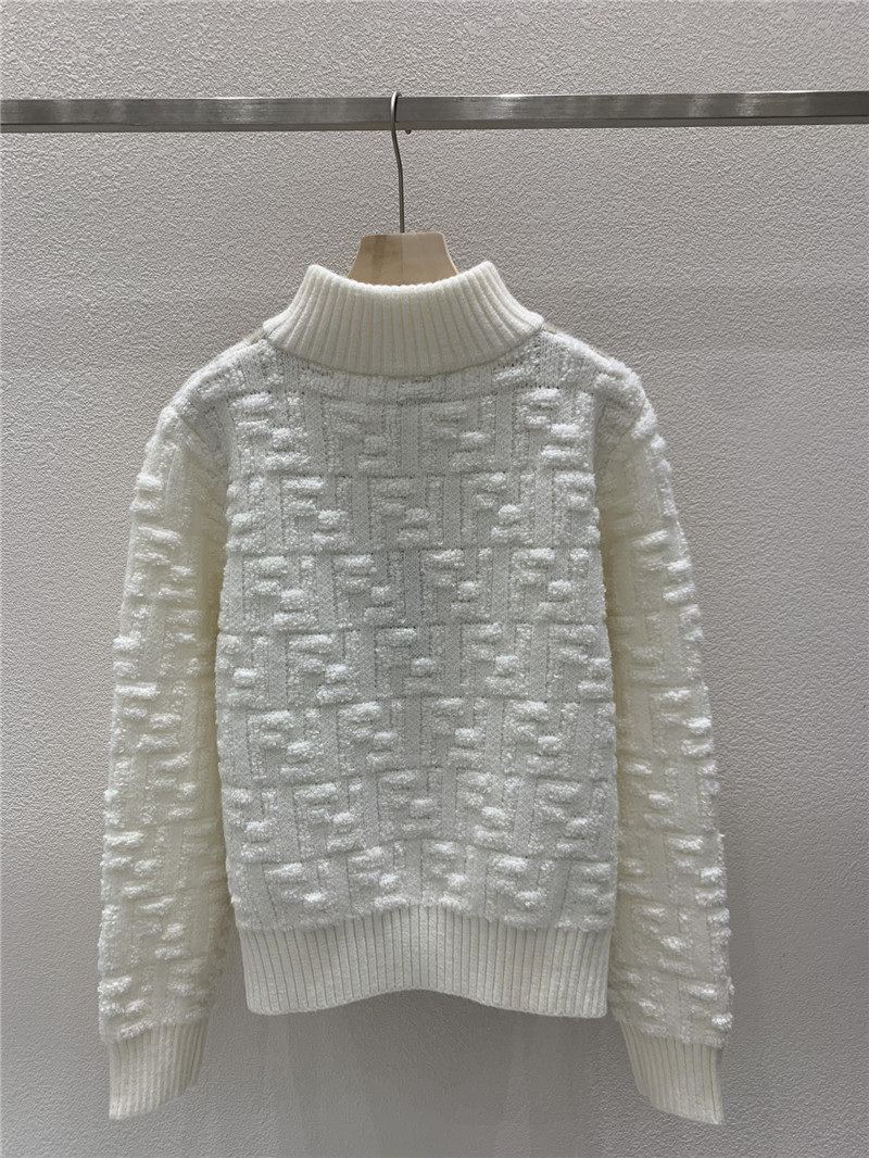 F**di ff jacquard zip-up cardigan white