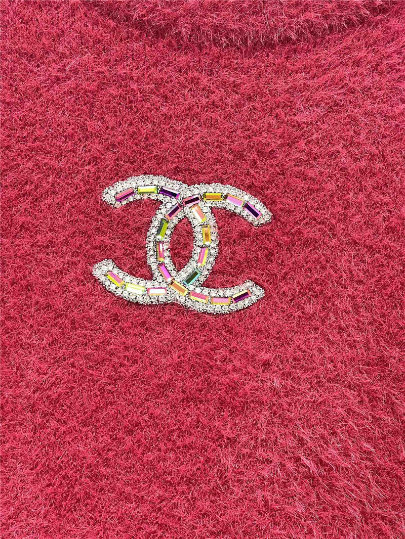Ch**el fuchsia short sleeve mohair knitted top