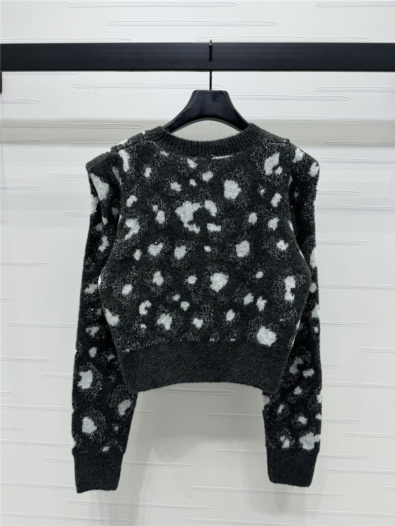 Ch**el leopard crop knit sweater black