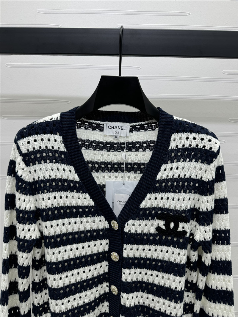 Ch**el hollow stripe black & white cardigan