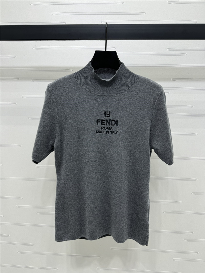F**di grey short-sleeve mock neck top