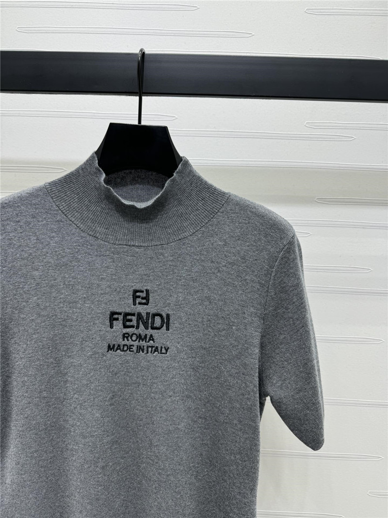 F**di grey short-sleeve mock neck top