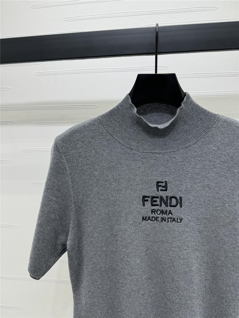 F**di grey short-sleeve mock neck top