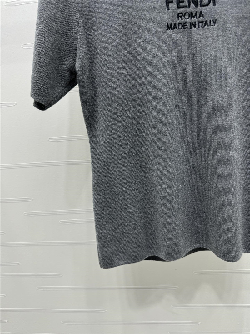 F**di grey short-sleeve mock neck top