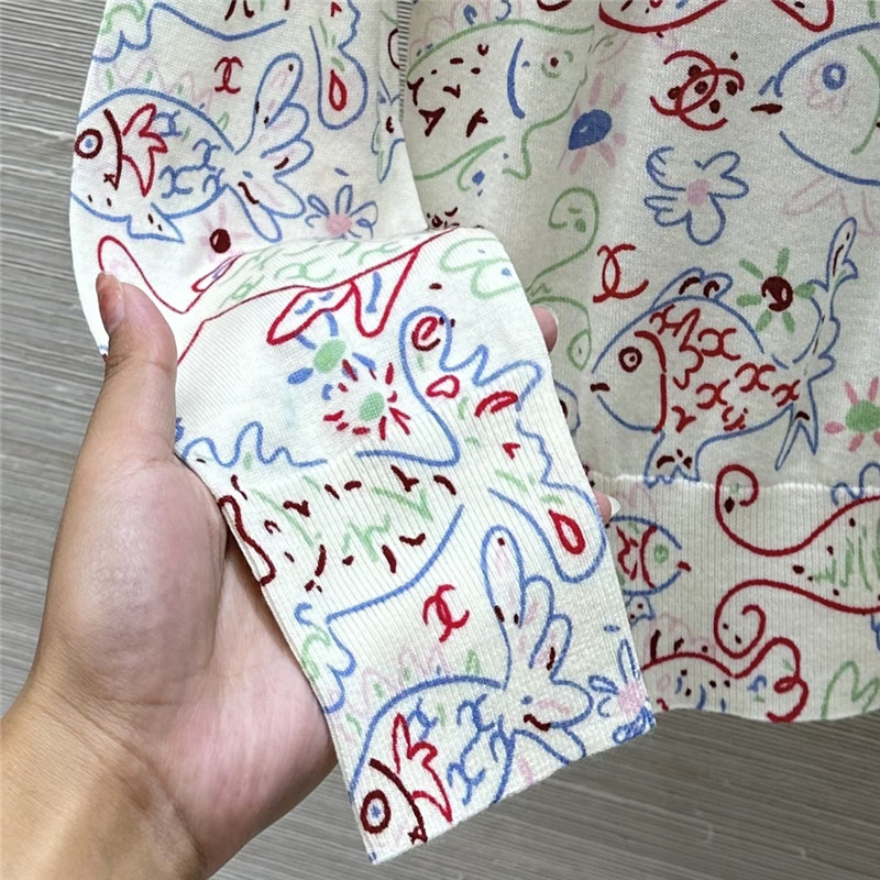 Ch**el fish motif wool cardigan