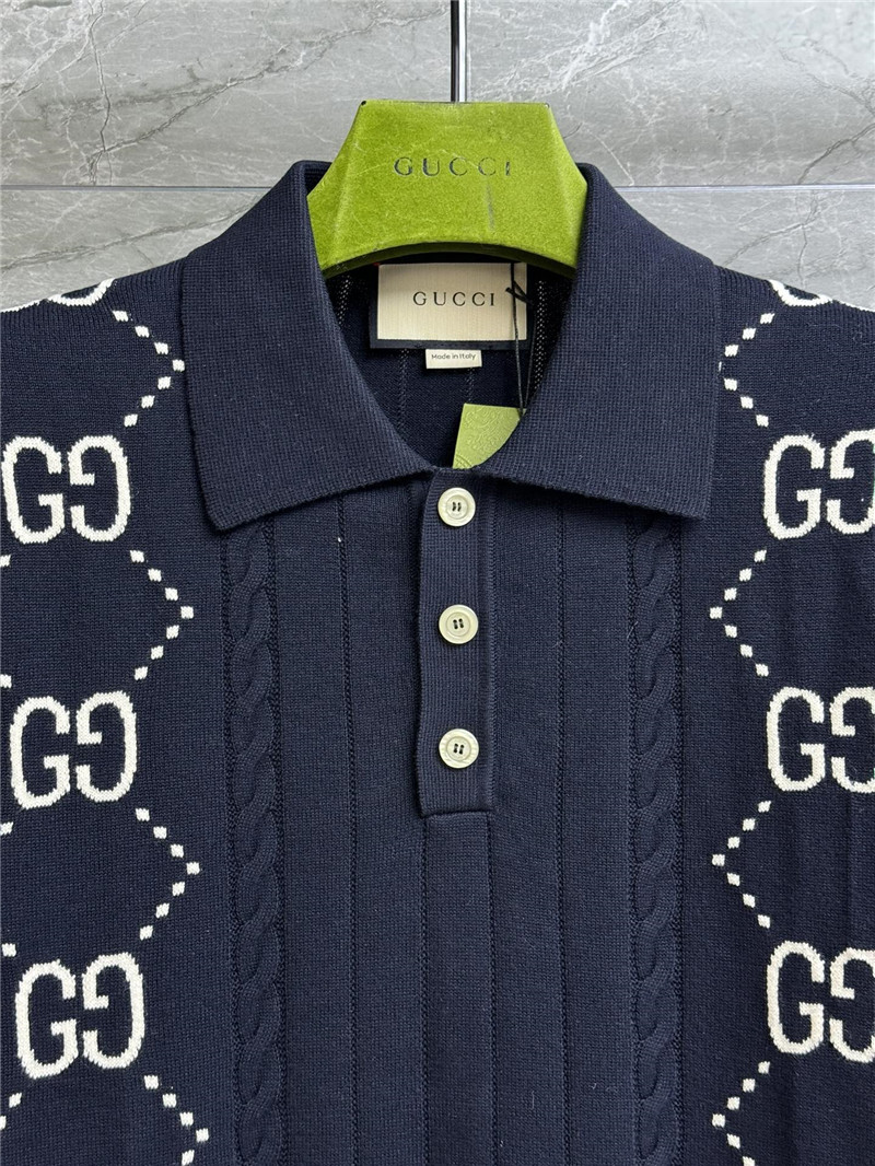Gvc*1 gg intarsia cotton polo navy