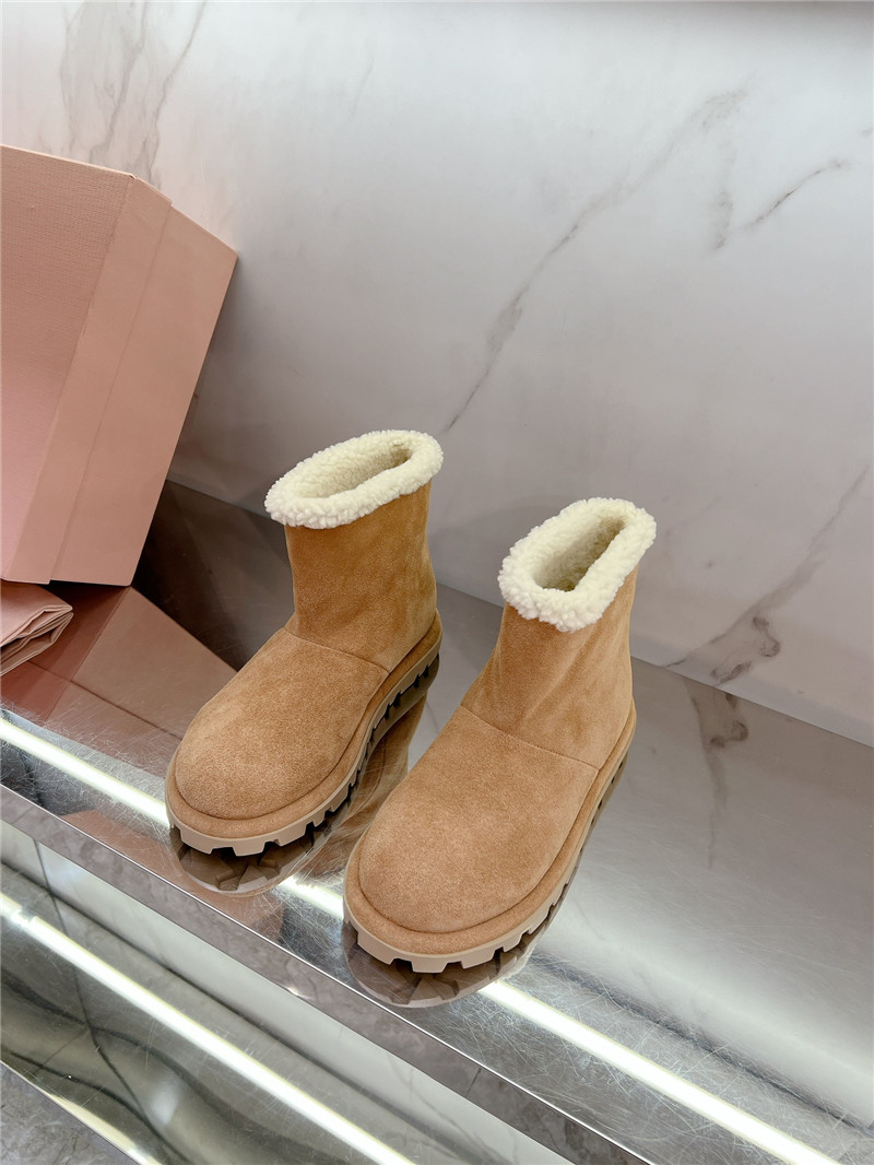 Miu Miu Brown Suede Leather Snow Boots