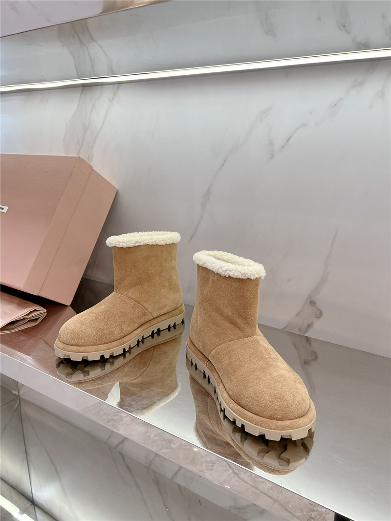 Miu Miu Brown Suede Leather Snow Boots