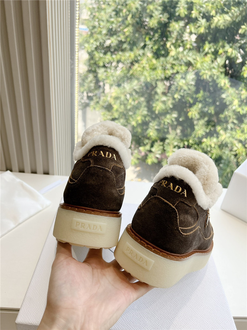 Pra*a brown lace-up winter platform sneakers