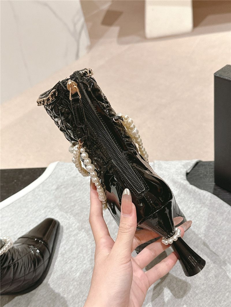Ch**el leather pearl ankle boots