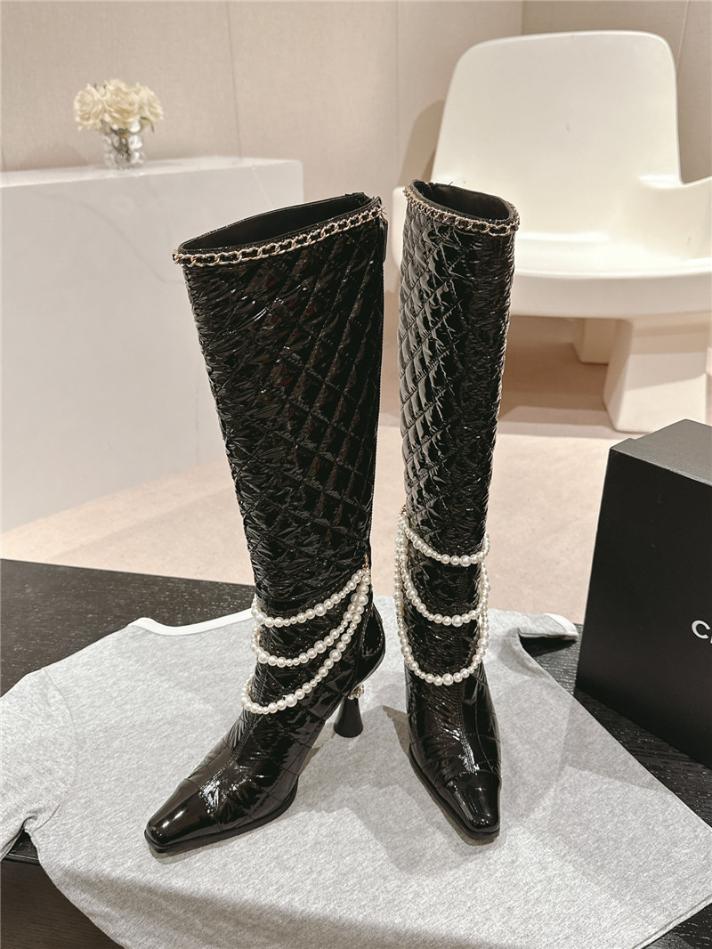 Ch**el waxed leather pearl boots