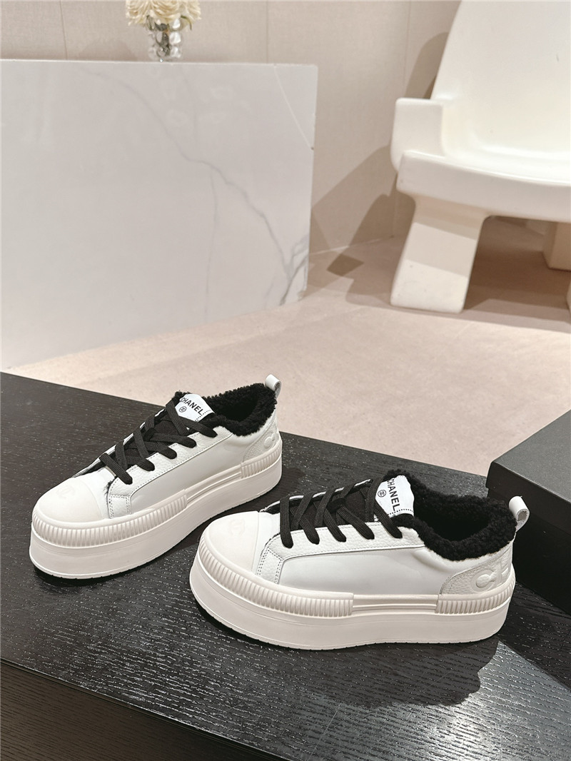 Ch**el white black winter platform sneakers