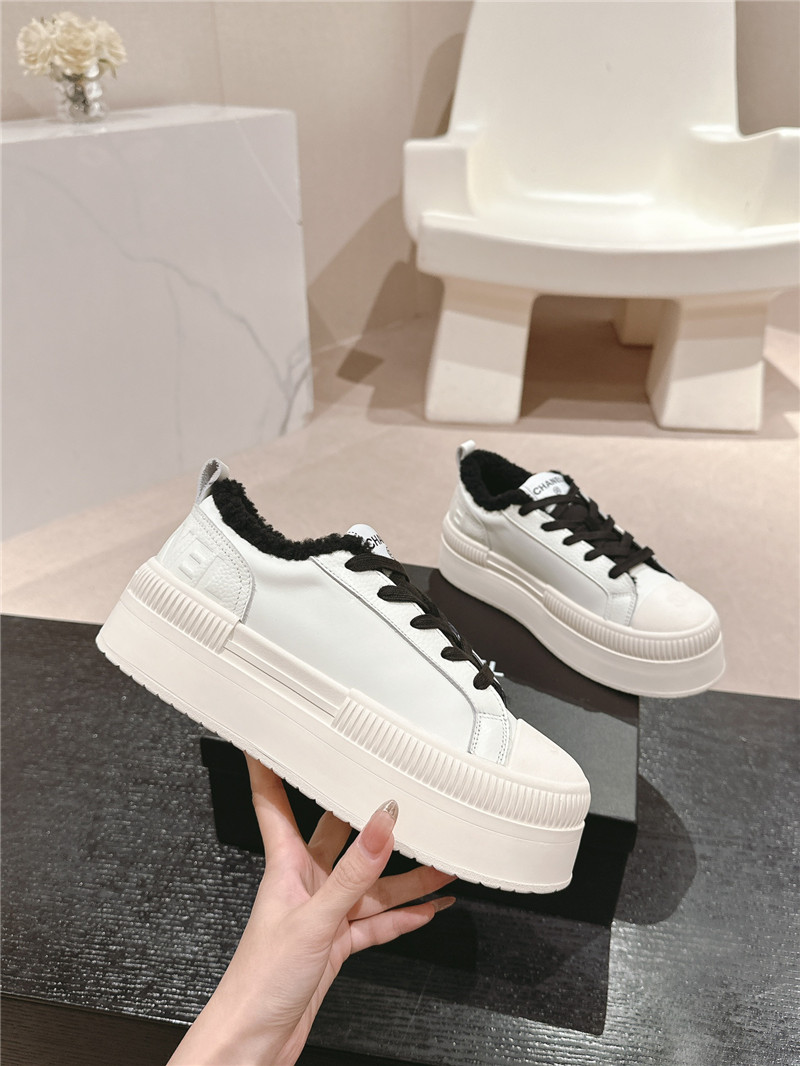 Ch**el white black winter platform sneakers