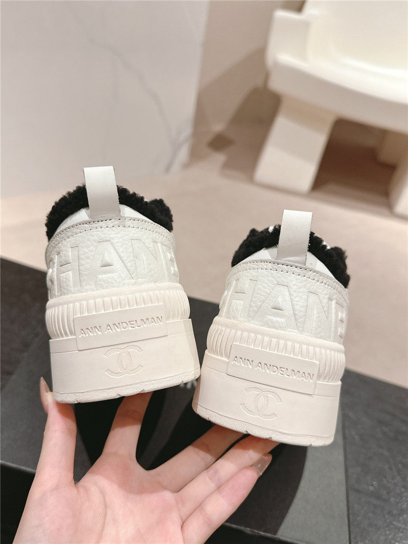 Ch**el white black winter platform sneakers
