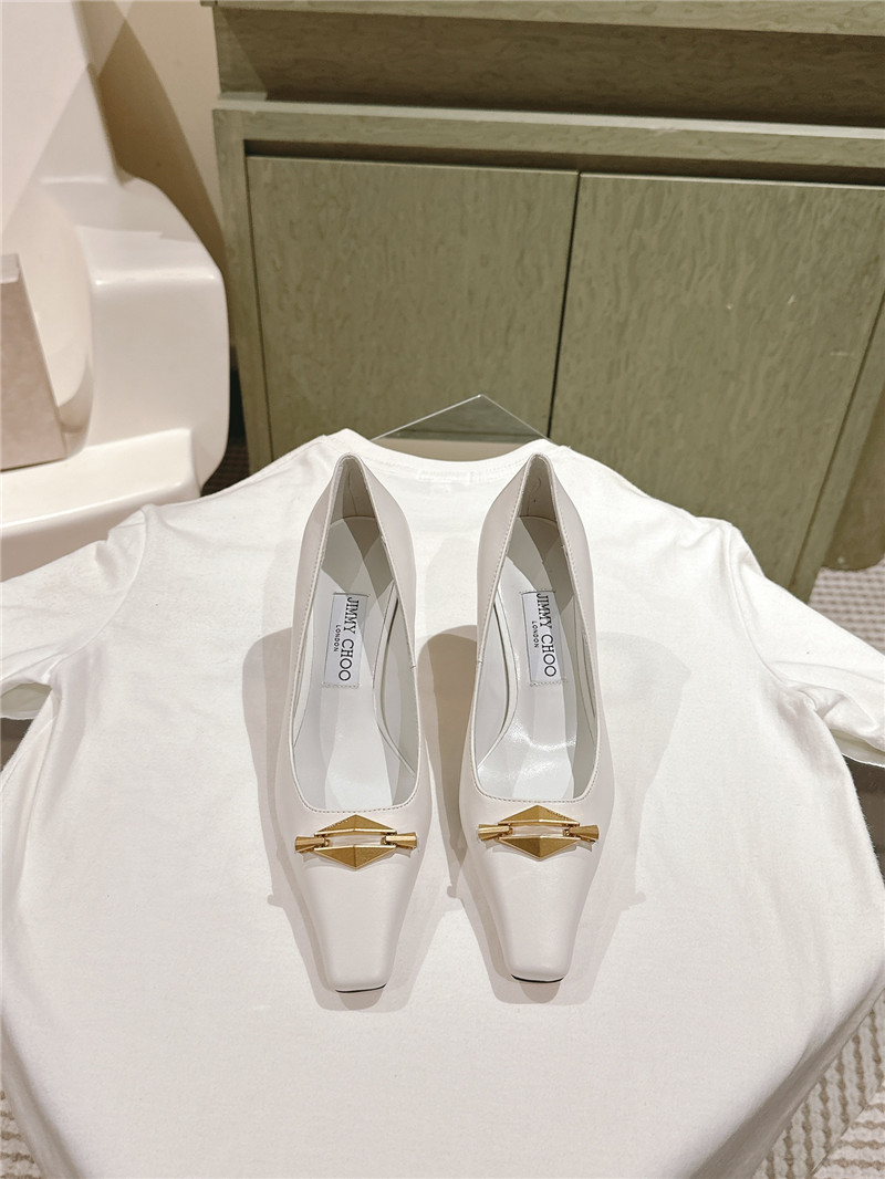 J1m*y Ch00 ryker 90 white/gold calf pumps