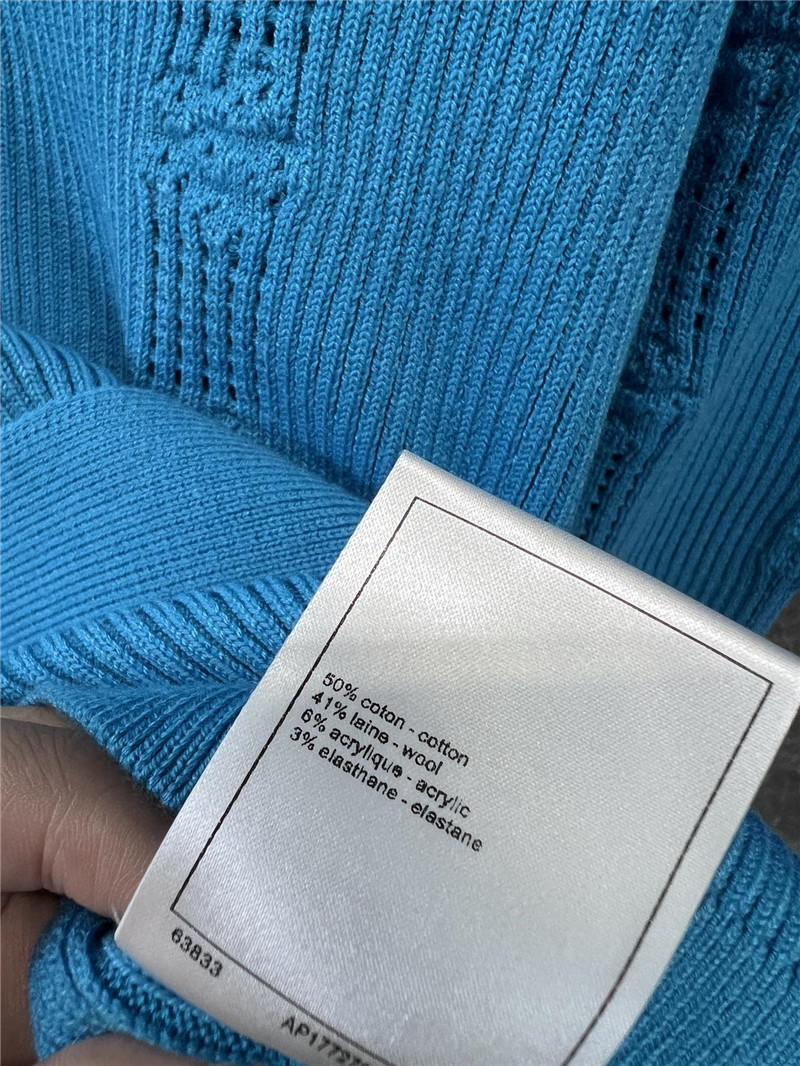 Ch**el rib knit trim sweater in blue