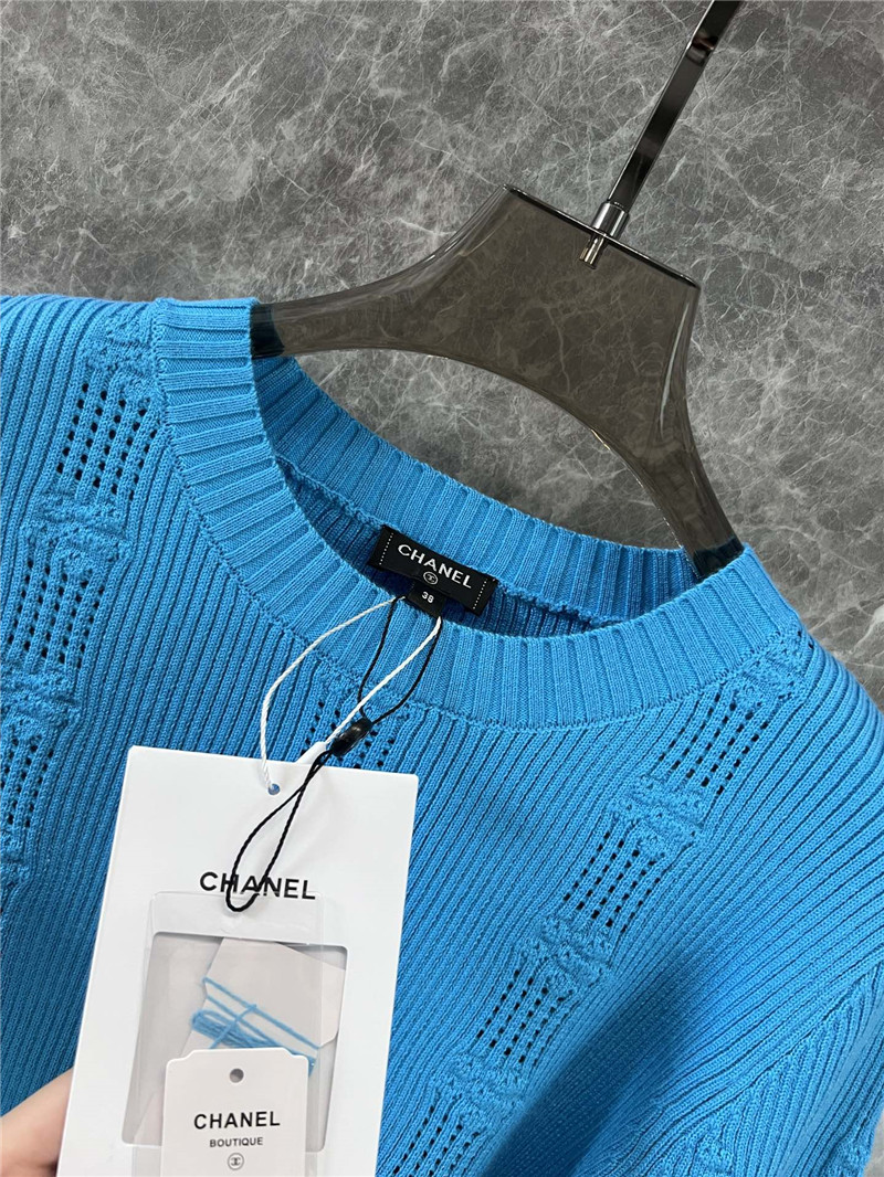 Ch**el rib knit trim sweater in blue