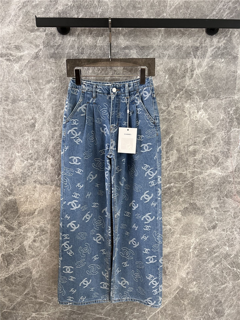 Ch**el jacquard printed denim trousers