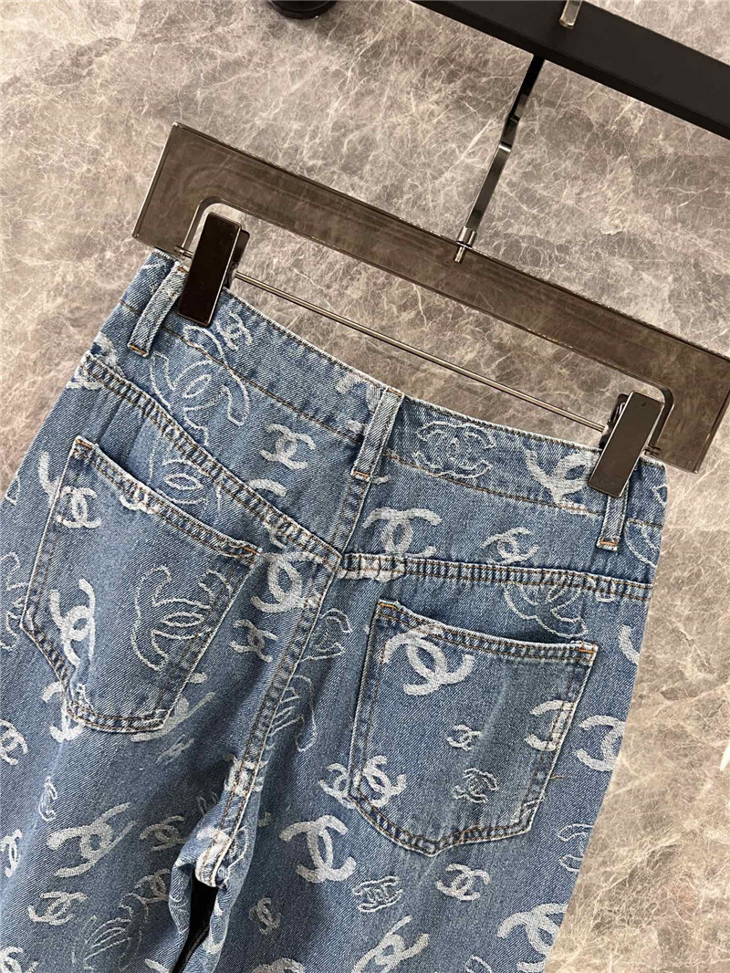 Ch**el jacquard printed denim trousers