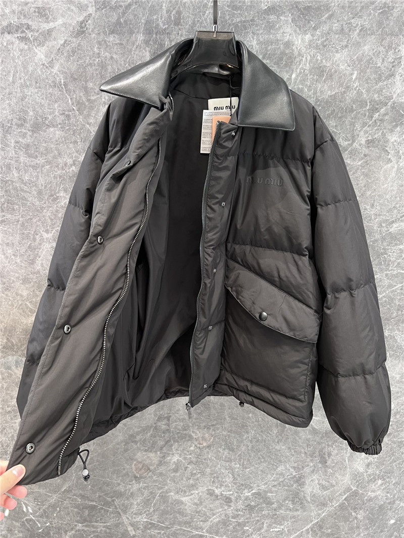 M1um1u leather collar down jacket