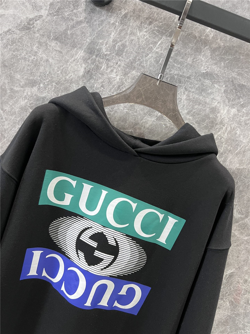 Gvc*1 logo printed cotton hoodie black