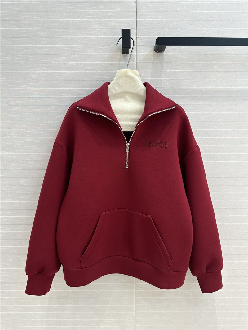 Gvc*1 embroidered stretch-jersey sweatshirt in red