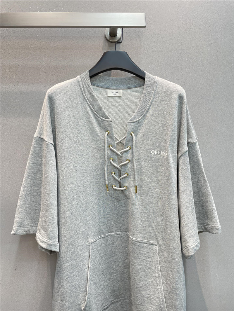 Ce1i*e short sleeve cotton sweatshirt in grey