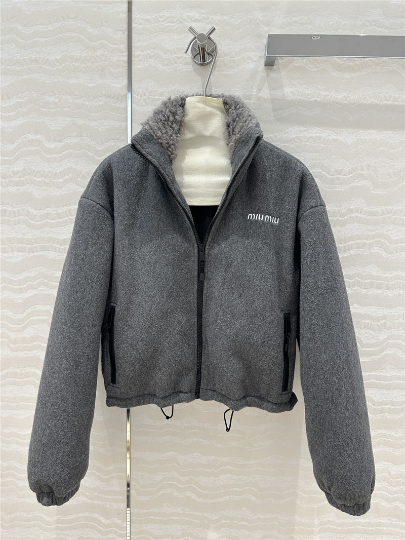 Miu Miu Grey Fleece Down Jacket