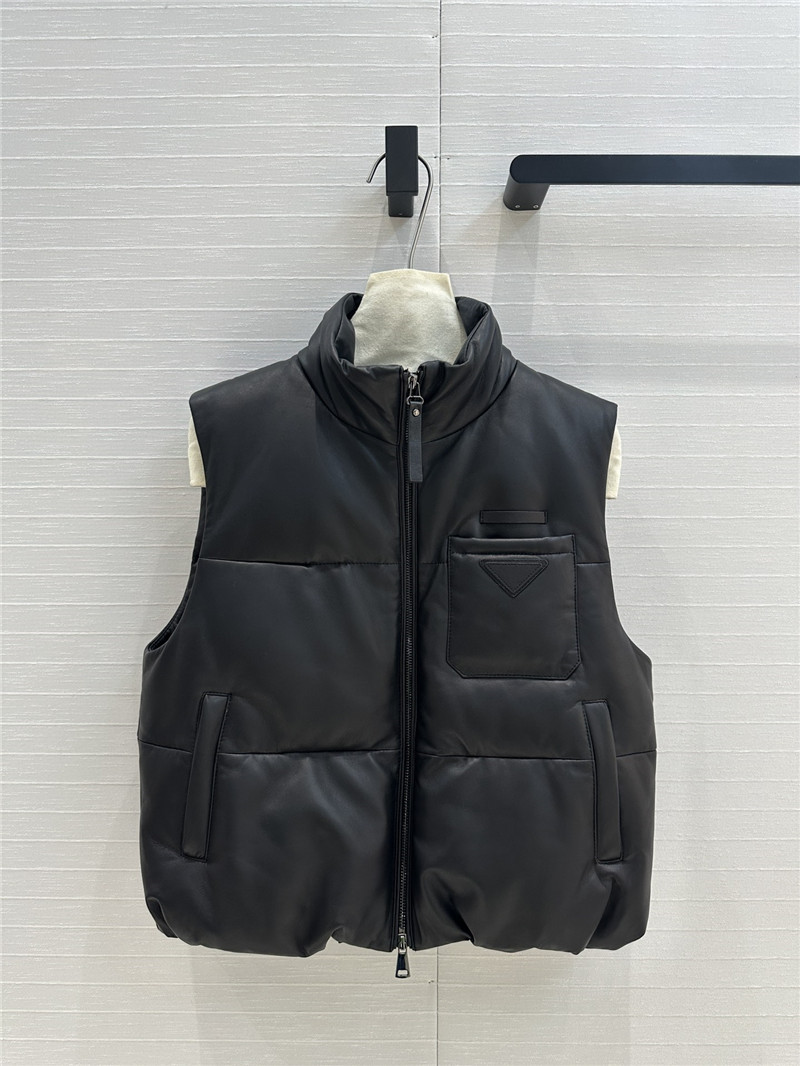 Pra*a genuine leather down vest jacket