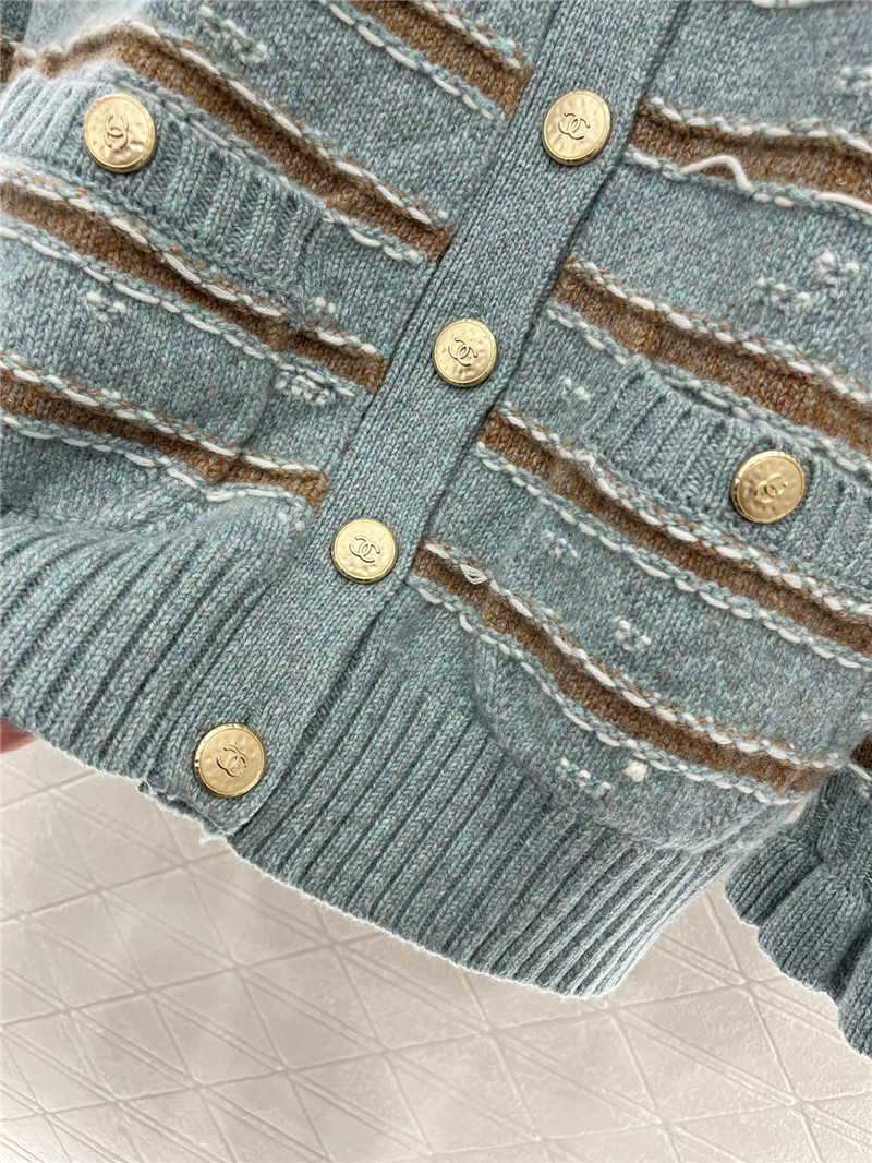 Ch**el stripe blend cashmere cardigan grey