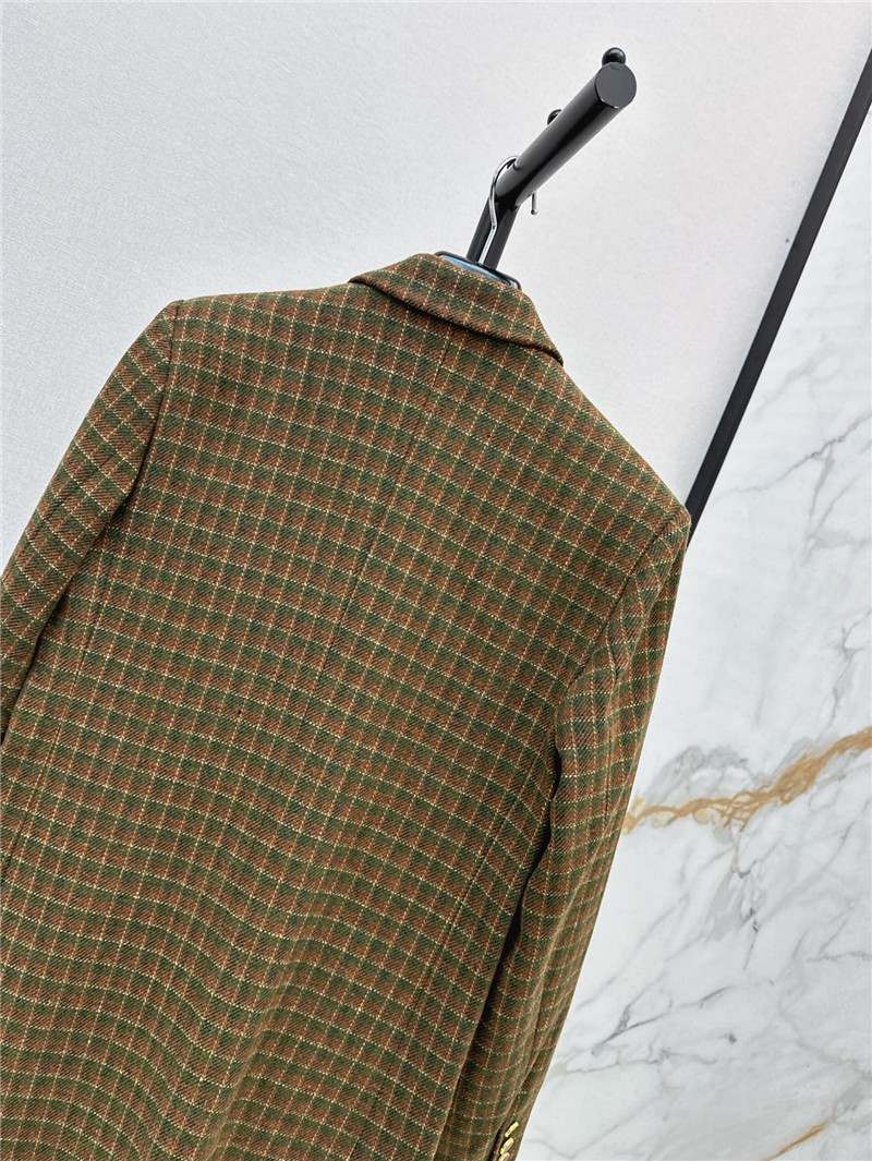 Sa1nt Lau*nt checked double-breasted wool-blend coat