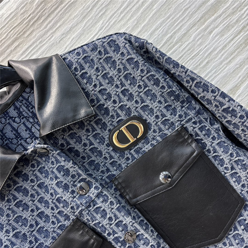 D10r navy blue patterned denim belted dress