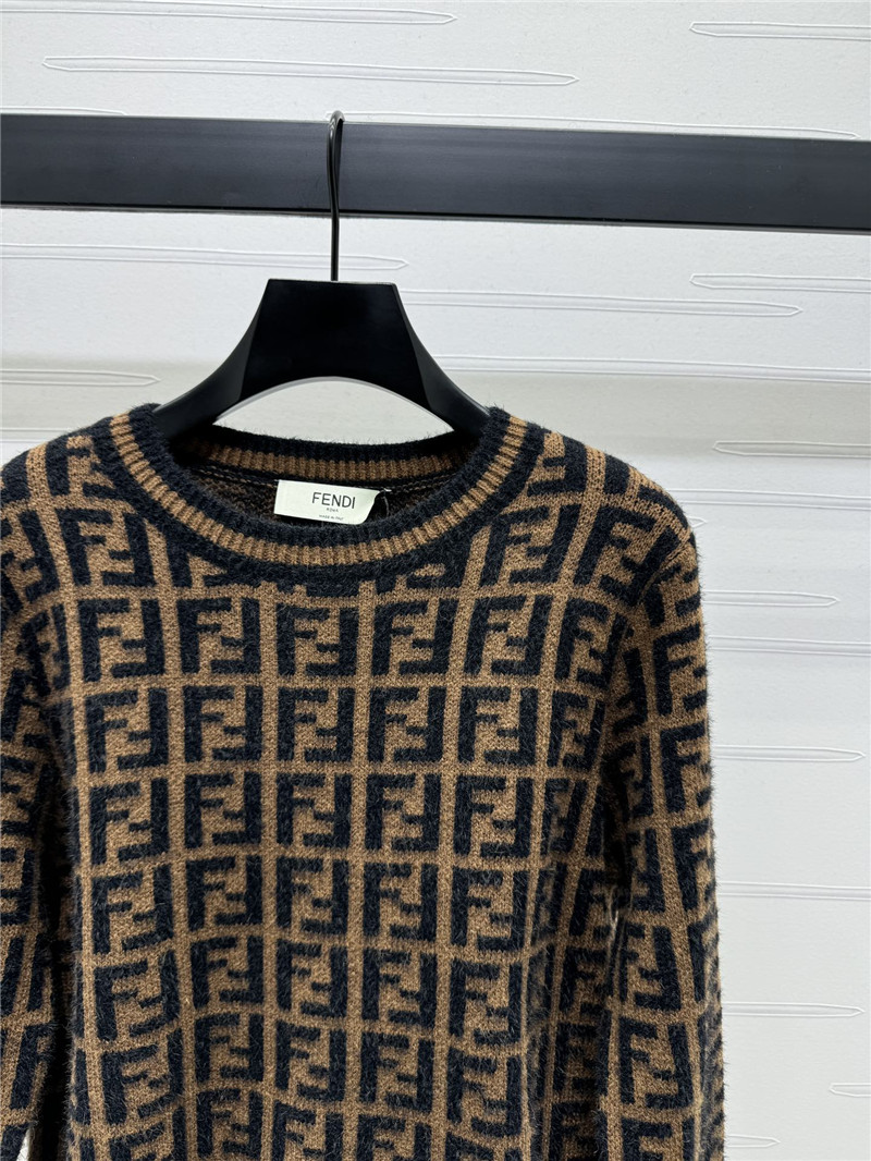 F**di ff motif knit sweater brown