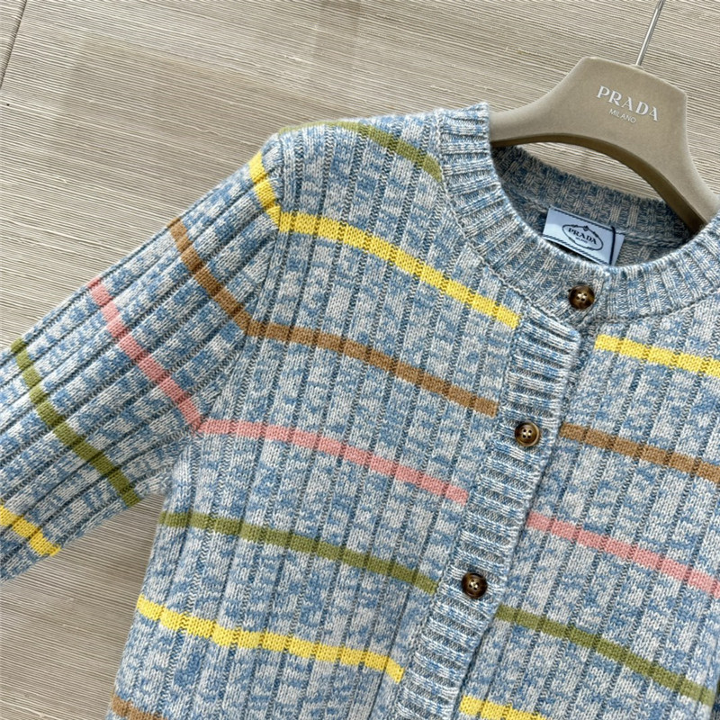 Pra*a stripe rib wool cardigan grey