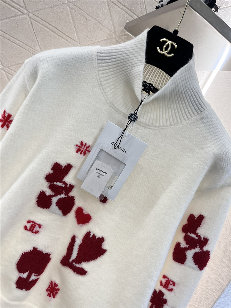 Ch**el floral turtleneck sweater white