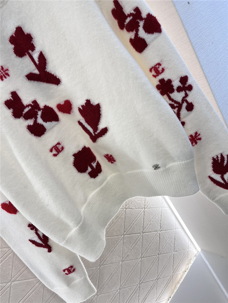 Ch**el floral turtleneck sweater white