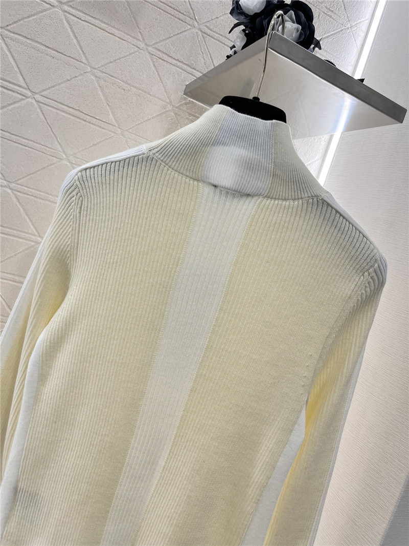 Ch**el logo ribbed-knit turtleneck top white
