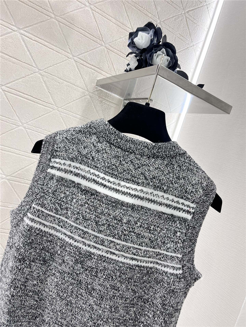 Ch**el striped wool blend vest grey