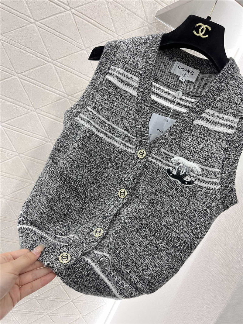 Ch**el striped wool blend vest grey