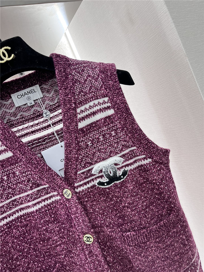 Ch**el striped wool blend vest purple