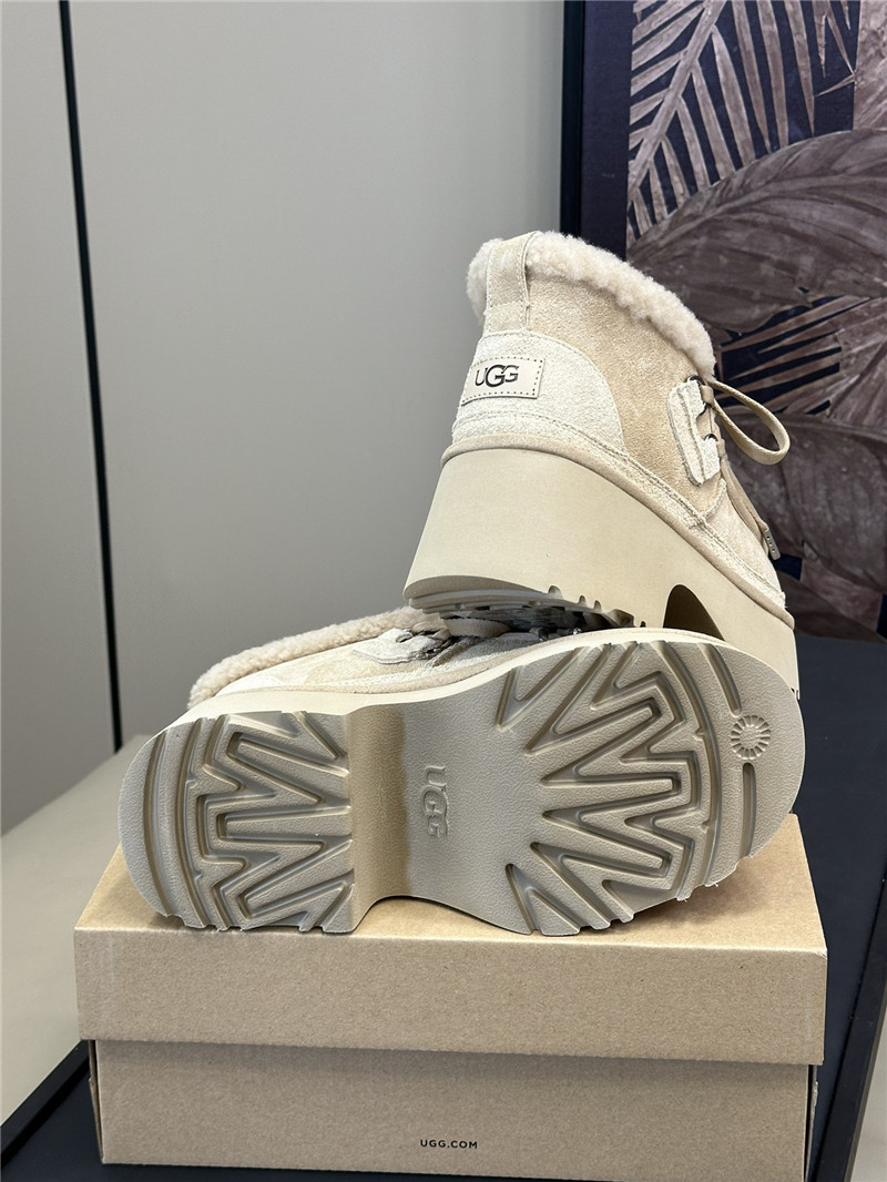 UGG Beige Heights Shearling Lace-up Boots