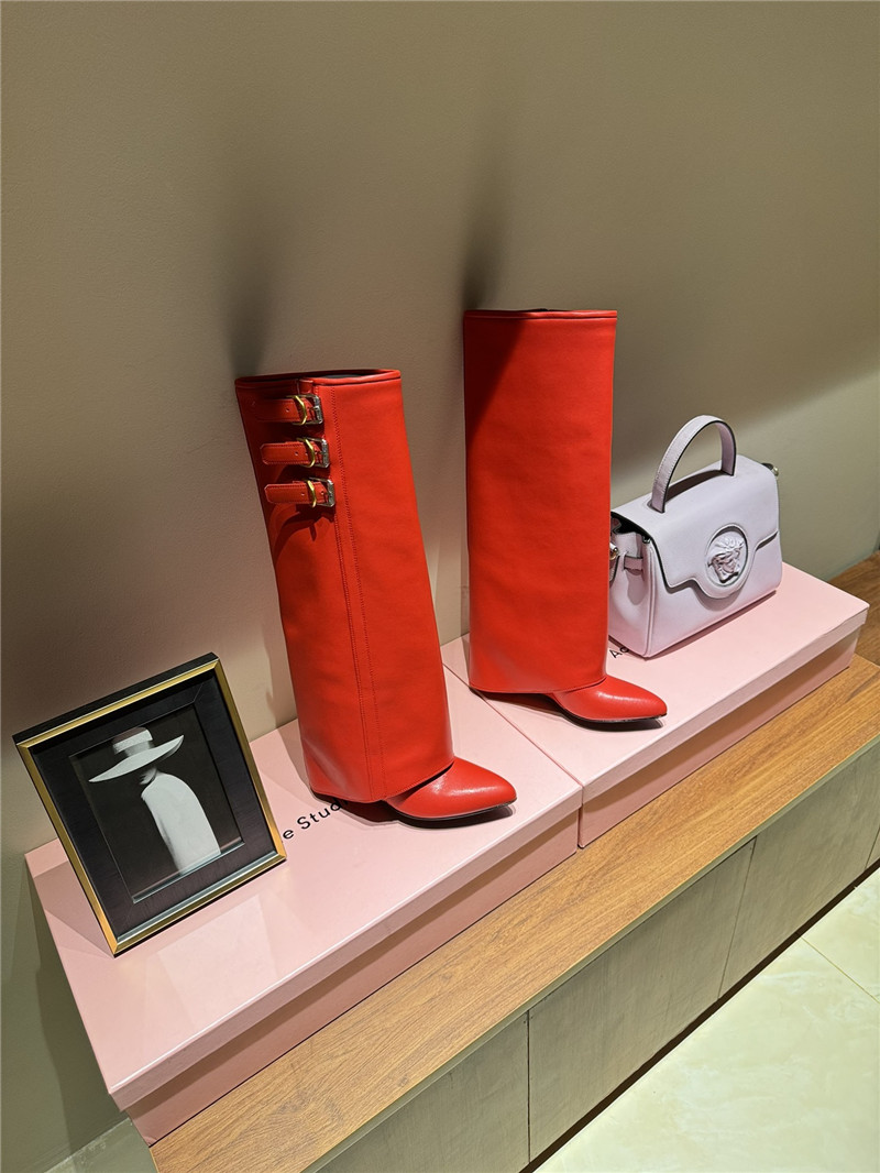 Givenchy Red Shark Lock Knee-High Boots