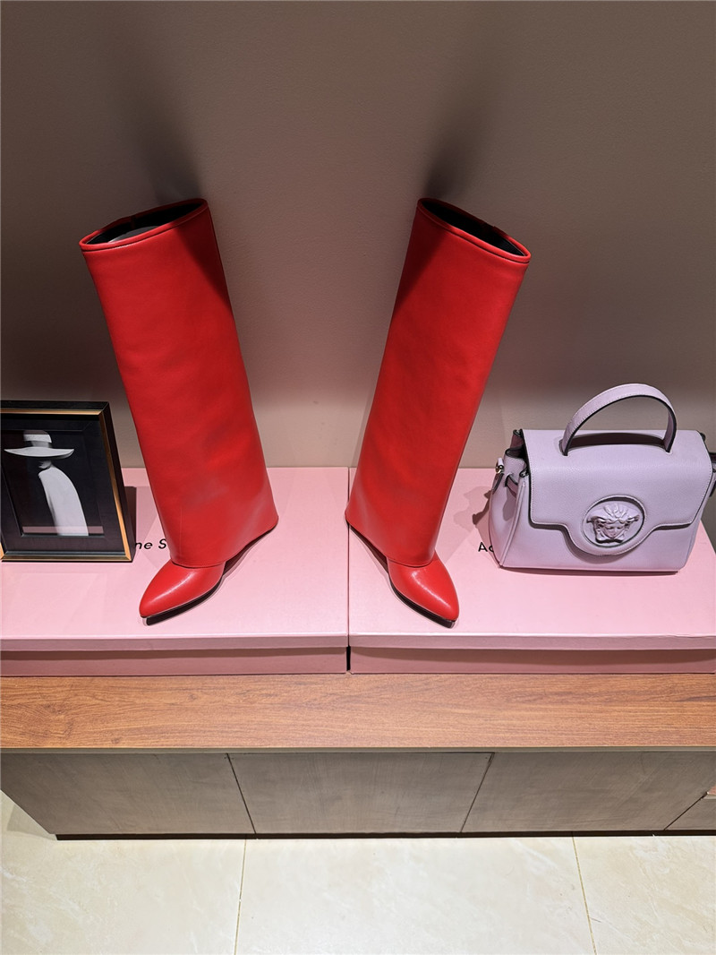 Givenchy Red Shark Lock Knee-High Boots