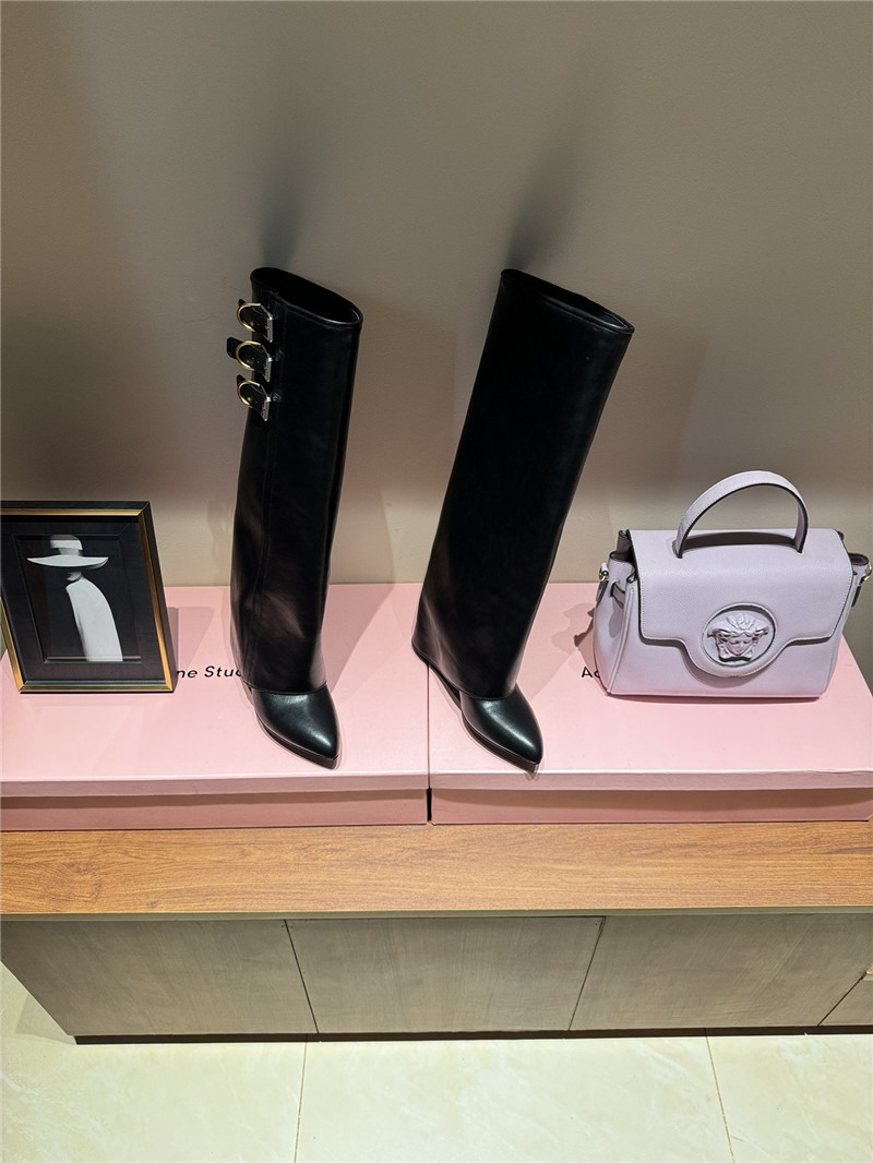 Givenchy Shark Lock Leather Knee-High Boots