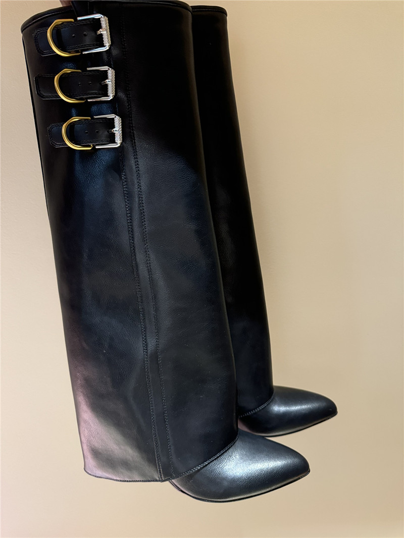 Givenchy Shark Lock Leather Knee-High Boots