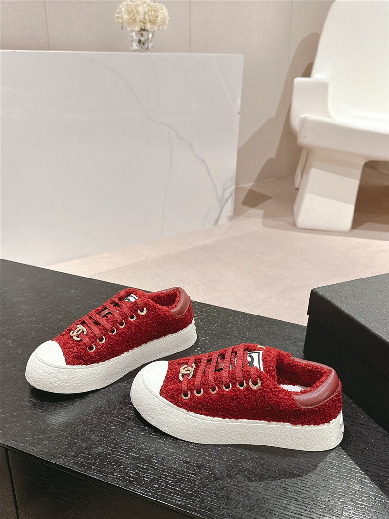 Ch**el wool low top sneakers red