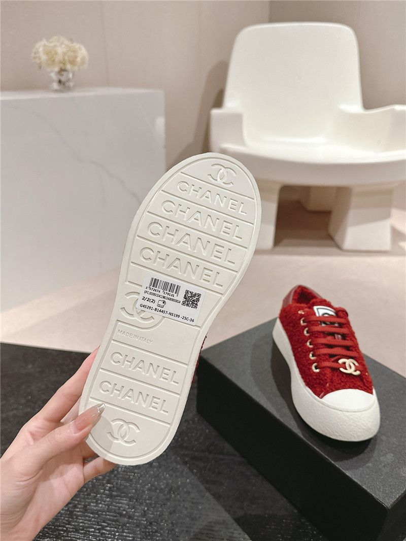 Ch**el wool low top sneakers red