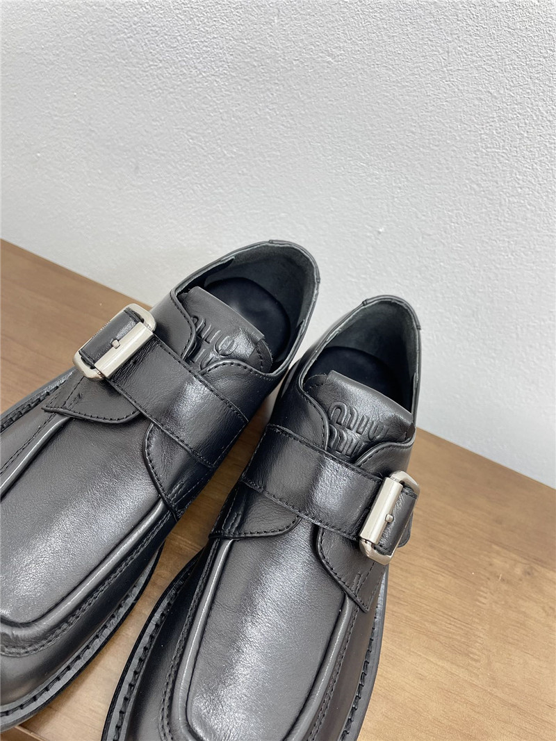 Miu Miu Black Leather Shoes with Buckle